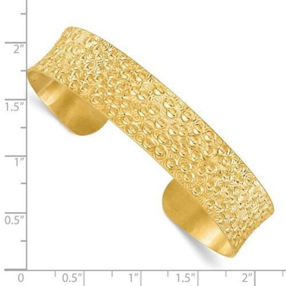 Leslie's Sterling Silver Gold-tone Textured Bangle - Picture 3 of 3